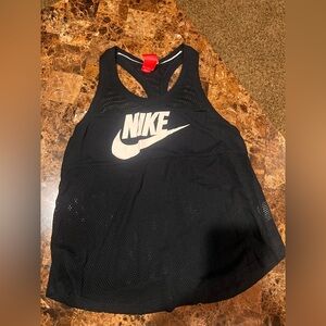 Nike Women's Black and White Mesh Tank Top